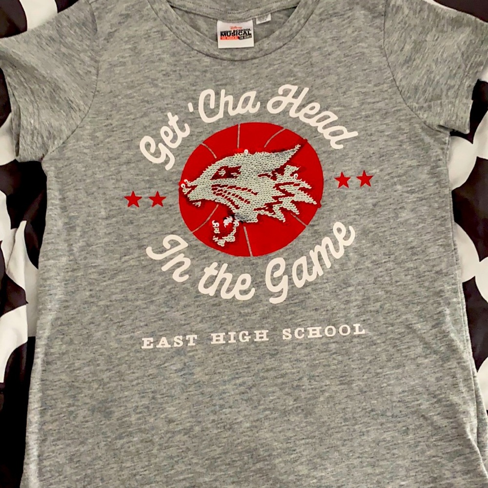 Disney high school musical tee shirt size 10/12 large girls bling Wild Cat!